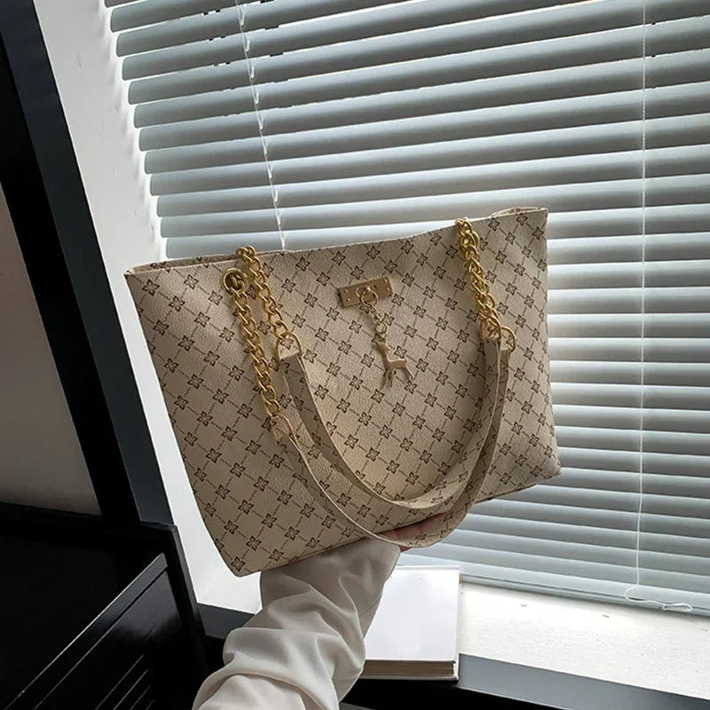 Presbyopic Handbag Luxury Design Large Capacity Handbag Women Fashion Printing Shoulder Bag Trendy Shopping Bag With Pendant