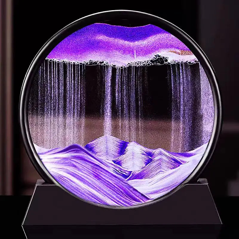3D Moving Sand Art Picture – Round Glass Decor