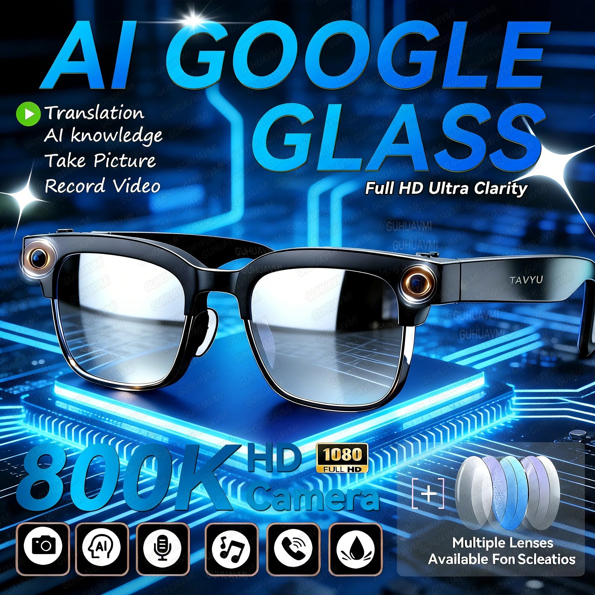 2026New AI Smart Glasses 8 Million HD Pixels Camera Photo Video Recording WIFI Transmission Sunglasses Call Music Play Men Women