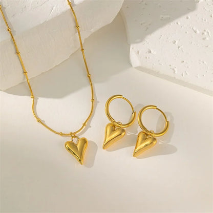 Gold Heart, Star & Flower Necklace and Earrings Set for Women – Waterproof Jewellery
