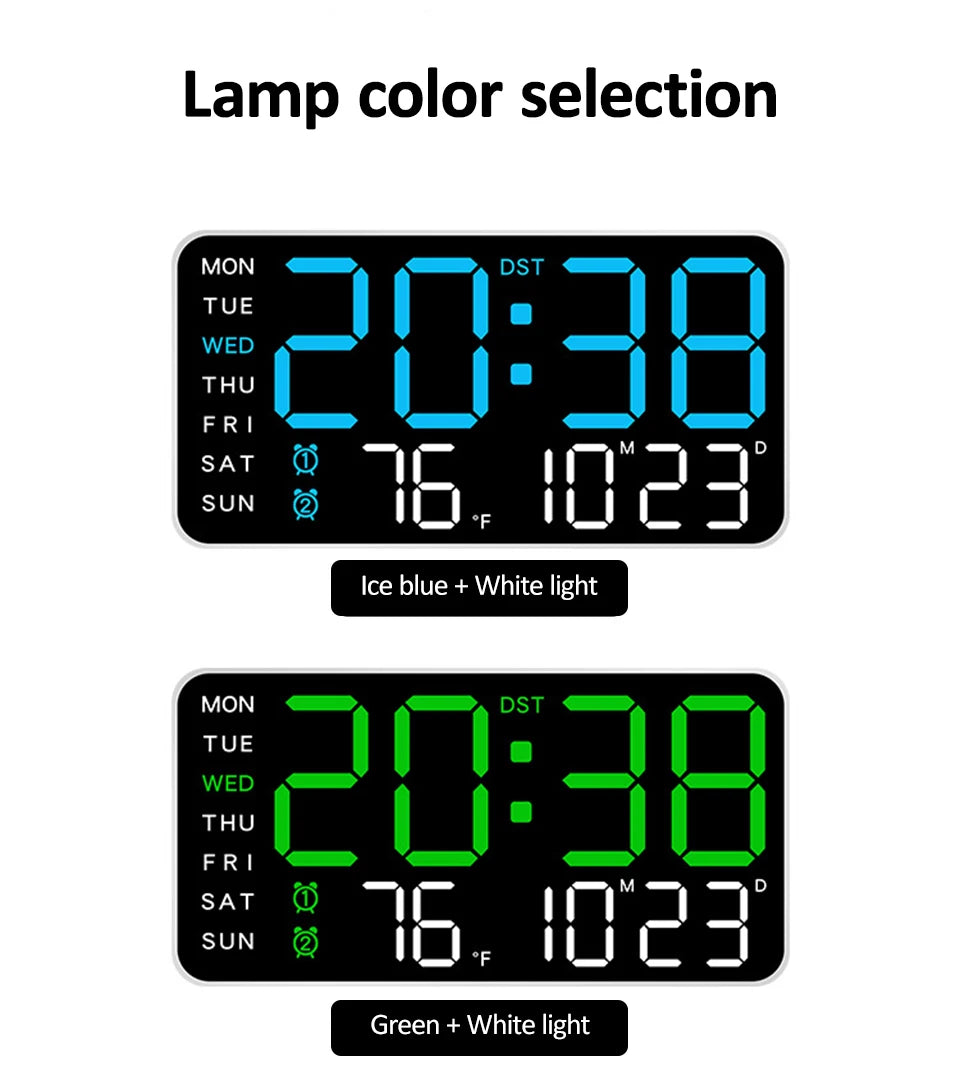 LED Digital Wall Clock with Voice Control