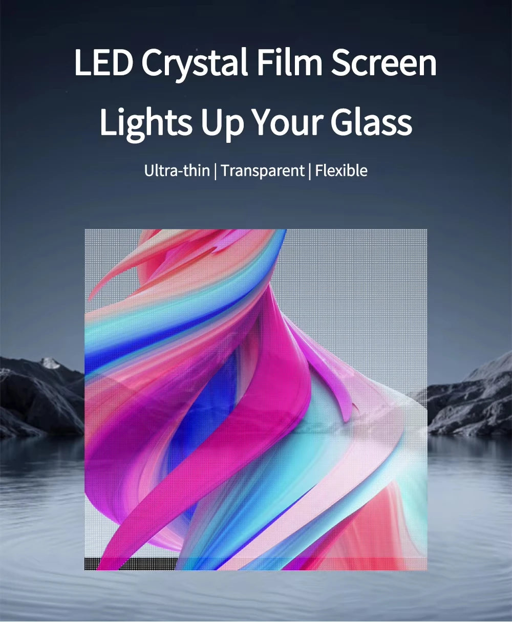 Ultra Thin Transparent LED Film Screen P6 P8 P10 Commercial Glass Window HD Video Wall