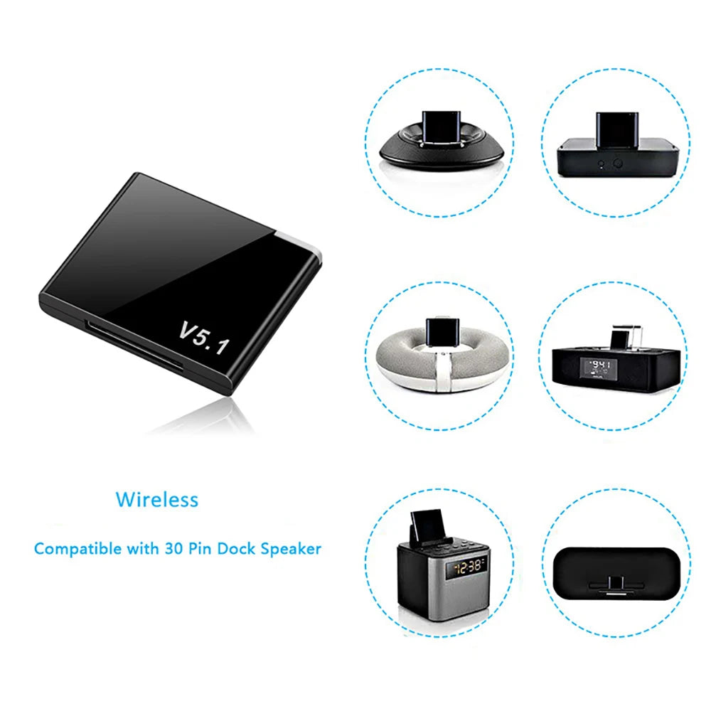 Bluetooth 5.1 Wireless Receiver Bluetooth Adapter 30pin for Bose Sounddock Portable Digital Music System Speaker Tool