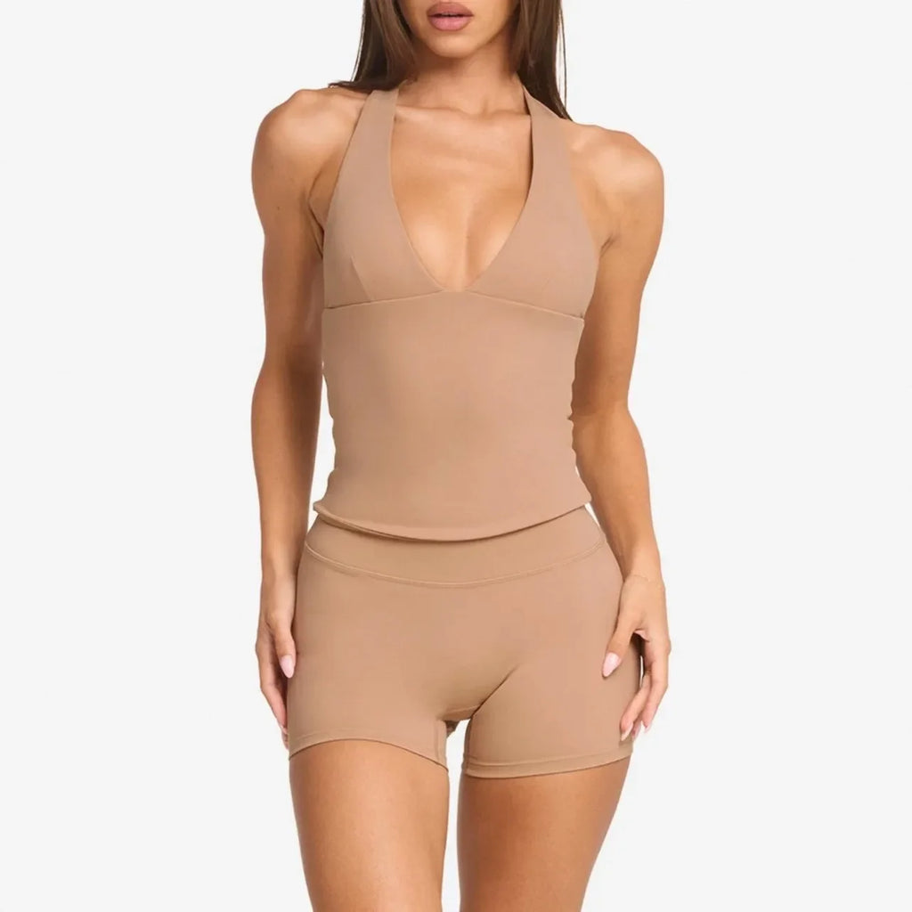 Women’s High-Impact Halter Gym Top with Built-In Pads