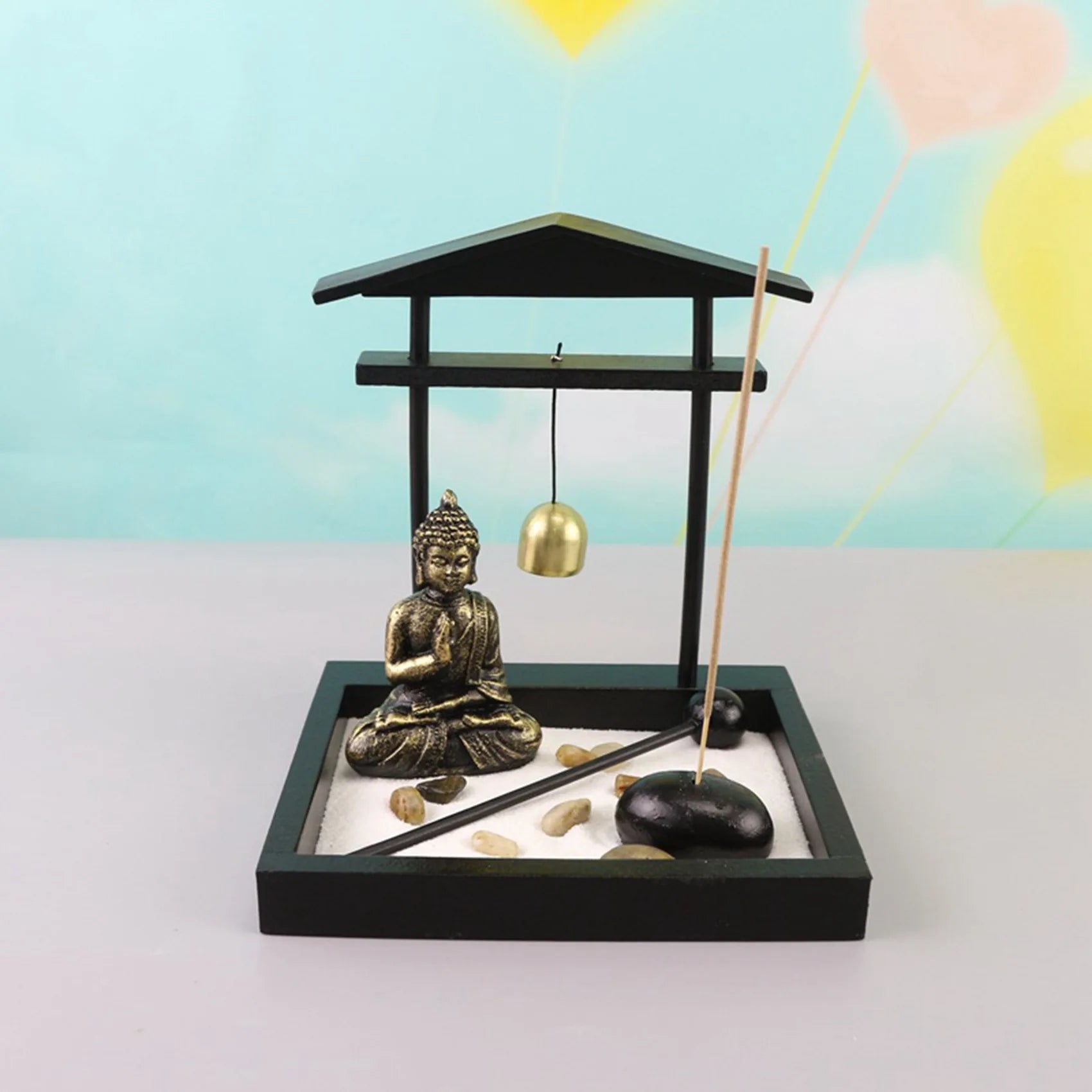 Zen Sand Garden with Buddha Statue – Mini Meditation Desk Decor Kit