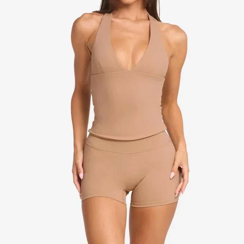 Women’s High-Impact Halter Gym Top with Built-In Pads