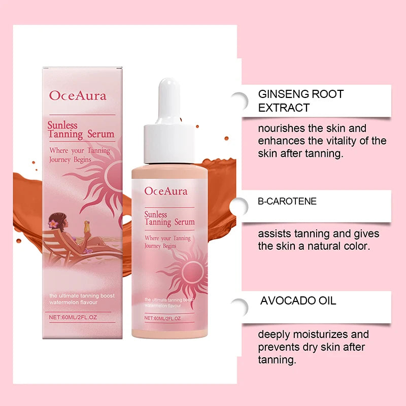 Natural Self Tanning Drops – Herbal Bronzer for Face & Body Sunless Gradual Tan