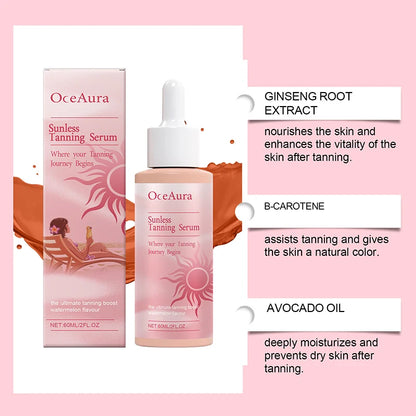 Natural Self Tanning Drops – Herbal Bronzer for Face & Body Sunless Gradual Tan