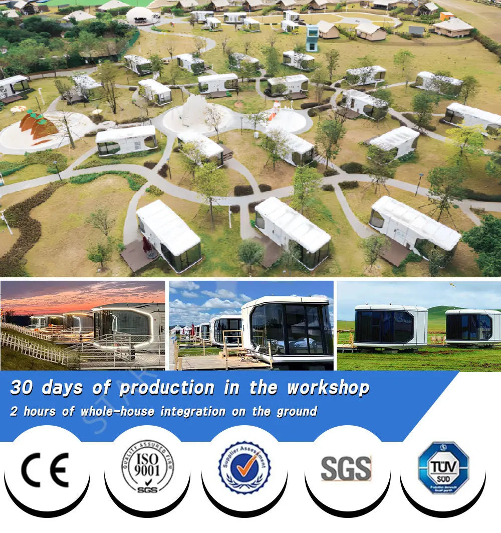 2 Bedroom Pod House Apple Cabin 40ft Capsule Premium Grade Moveable Office Pod Modern Space Capsule House Tiny Space Home