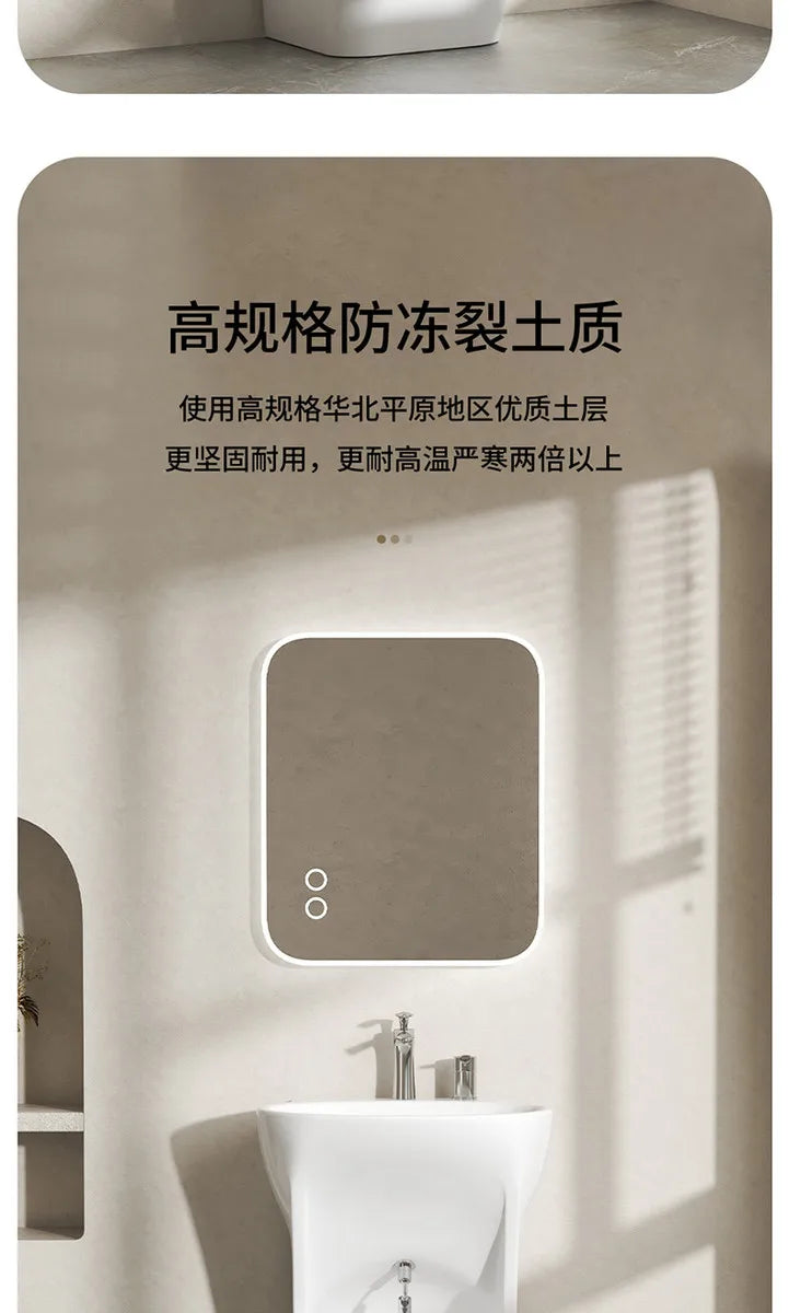 Ceramic Column Washbasin with Integrated Mop Pool and Double Balconies