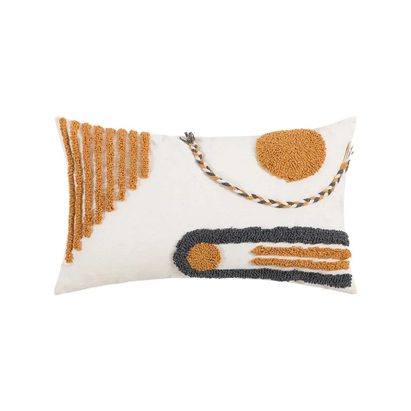 Bohemian Embroidered Cushion Cover – Geometric Tassel Sofa Pillowcase