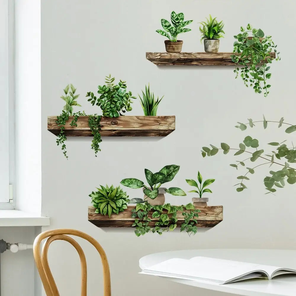 Potted Plant Wall Stickers – Removable Self-Adhesive Home & Dining Room Décor