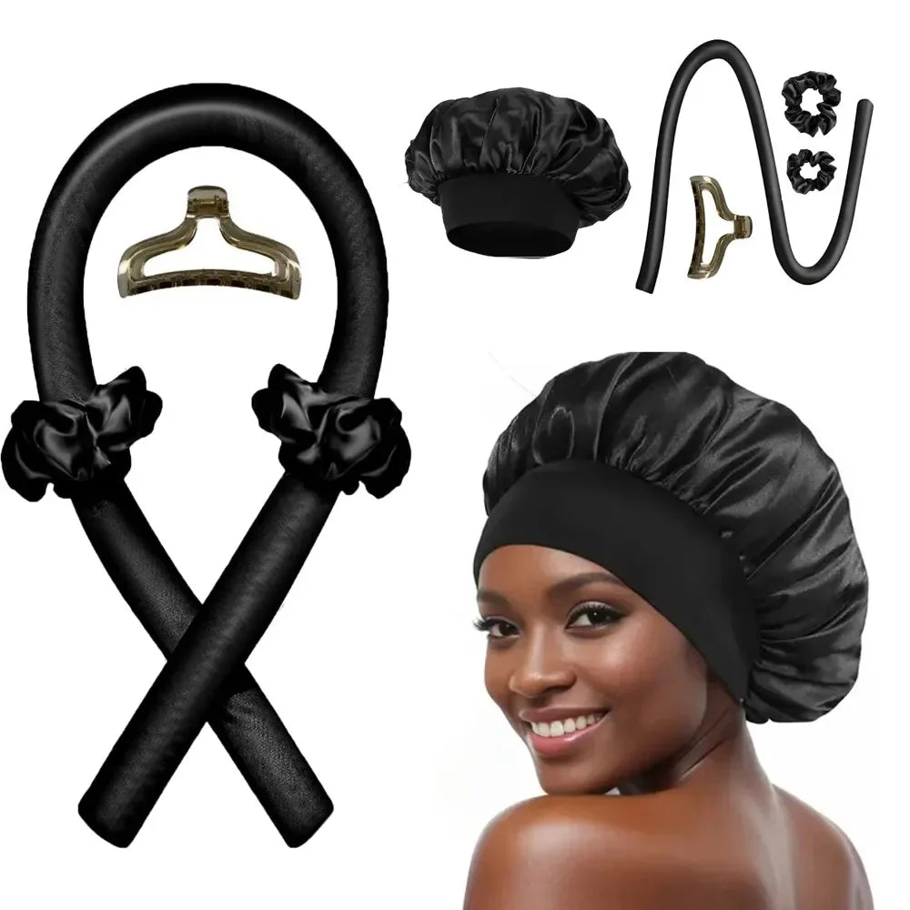Heatless Curling Rod Night Cap – Soft Headband Hair Rollers for No-Heat Styling