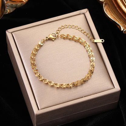 316L Stainless Steel Gold Link Bracelet for Women – Trendy & Durable