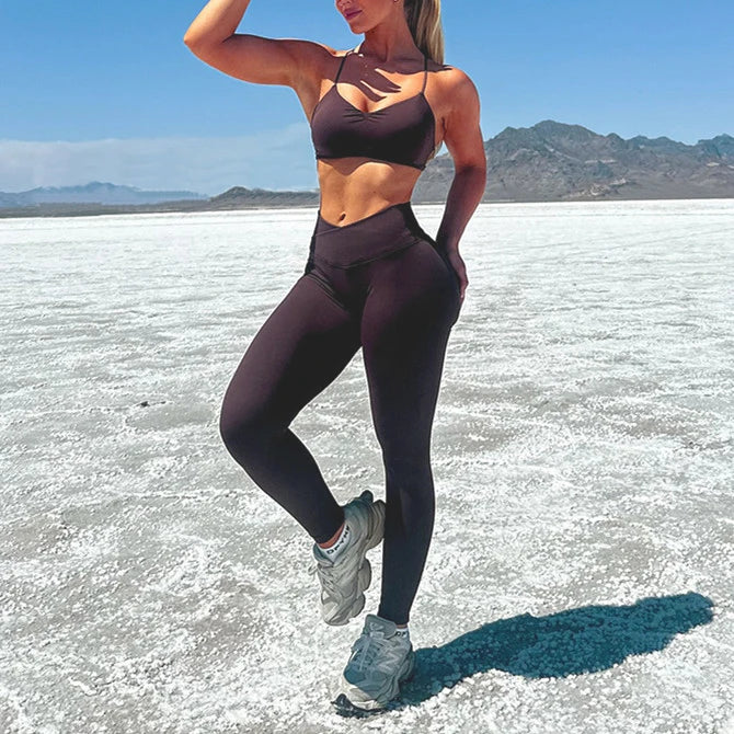 Women Seamless Yoga Set 2/3PCS Gym Workout Outfit Fitness Leggings Sports Bra Long Sleeve Top Athletic Activewear Set