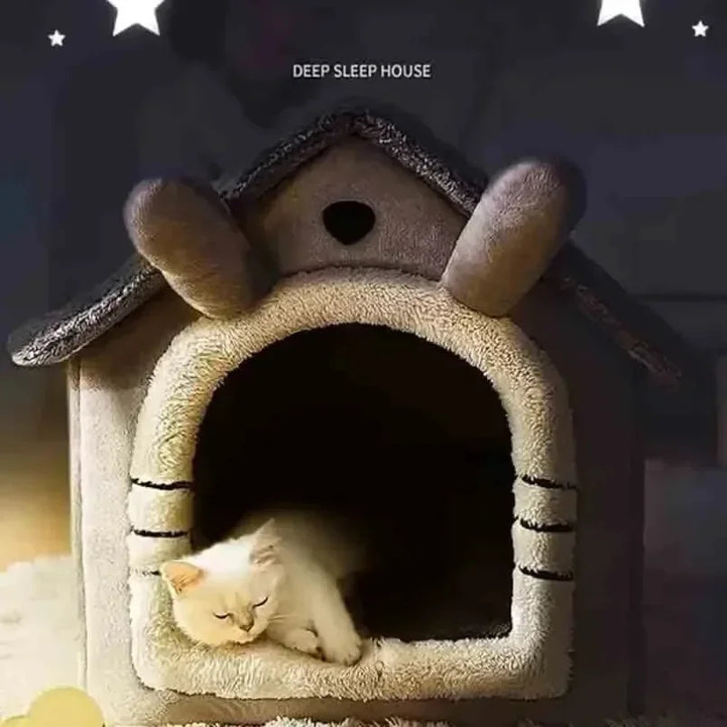 Warm Pet Bed Tent House – Soft Dog & Cat Indoor Kennel