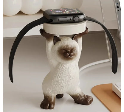 Cute Cat Apple Watch Charging Stand Holder – Stable Desk Dock for Watch Charging Cable