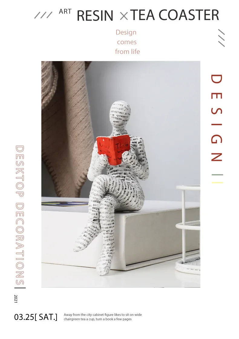 Resin Abstract Figurines – Modern Desk & Bookshelf Art Decor for Home & Office