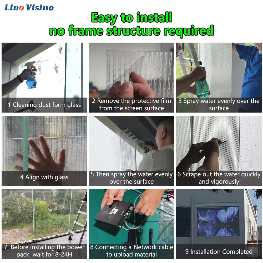 Ultra Thin Transparent LED Film Screen P6 P8 P10 Commercial Glass Window HD Video Wall