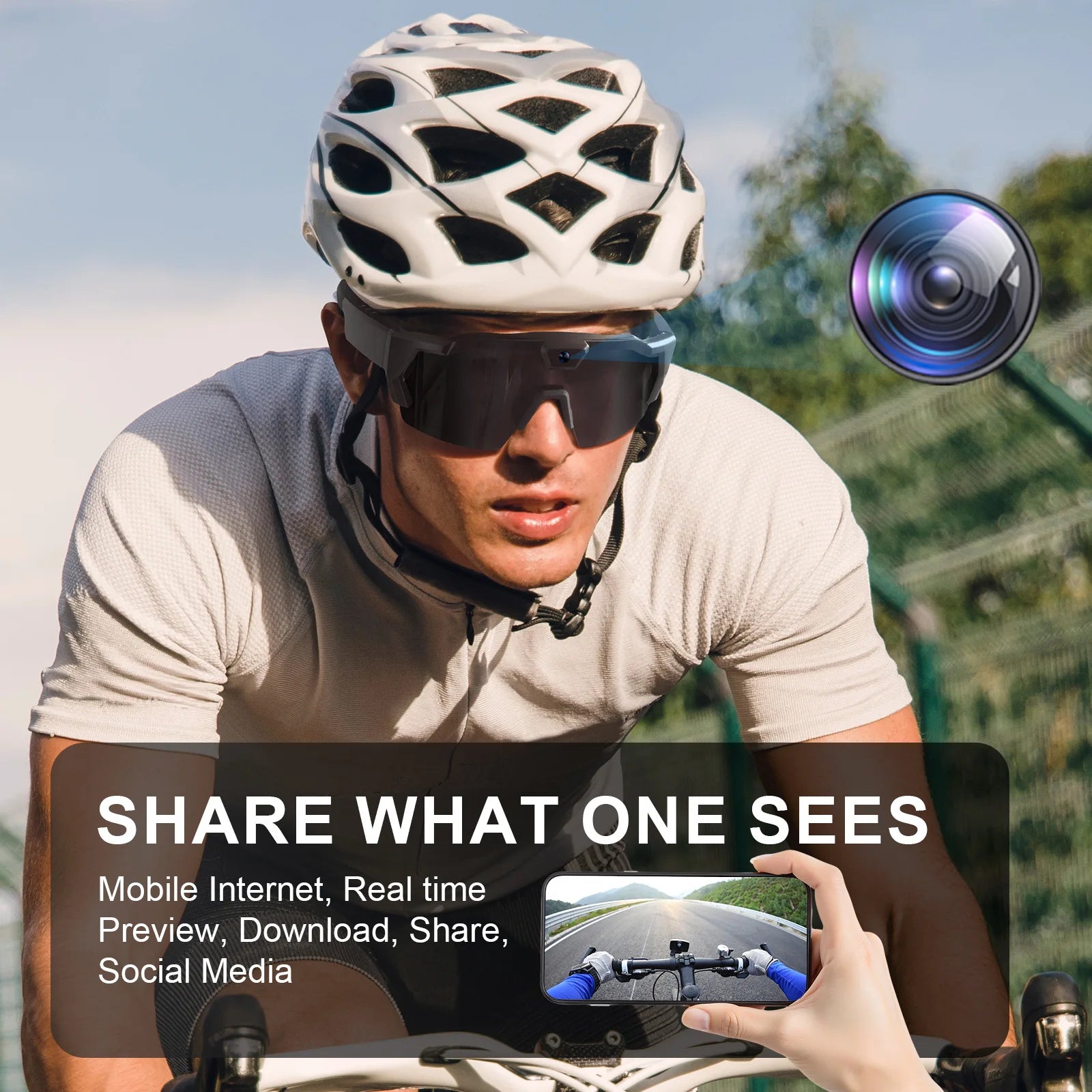 2026 AI Intelligent Glasses For Outdoor Cycling Windproof And Eye Protection Skiing Glasses High-definition Camera Photography