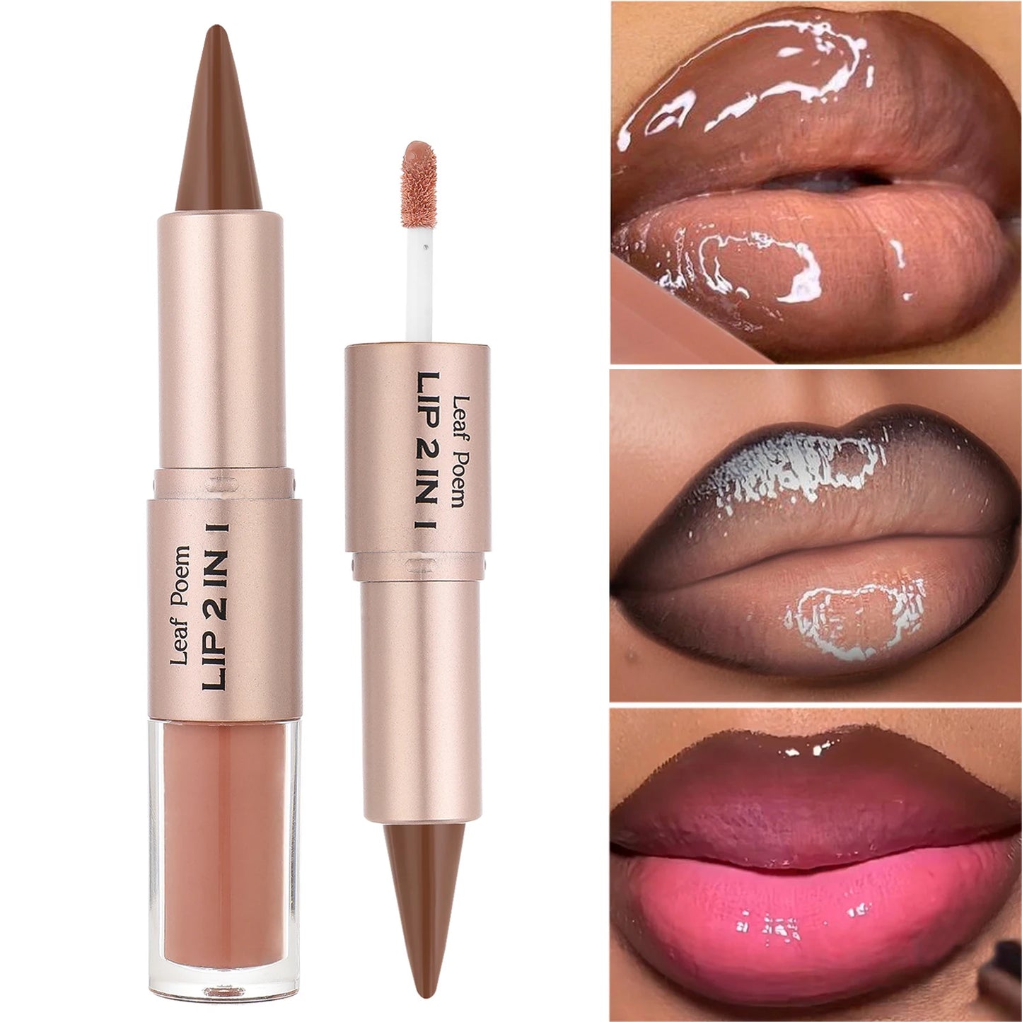 2-in-1 Lip Liner & Gloss – Matte Contour & Clear Shine, Long-Lasting Waterproof