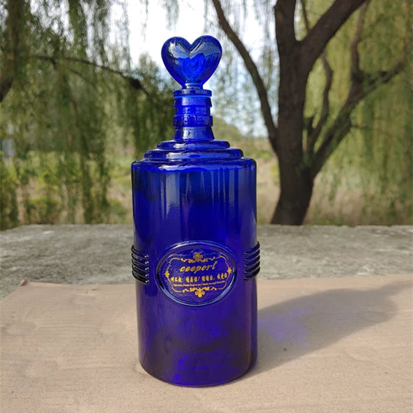Blue Glass Water Bottle Cleaning Tool Ceeport Zero Limit Awakening Mind Pure Blue Glass Bottle Retro European Style Sealed Jar