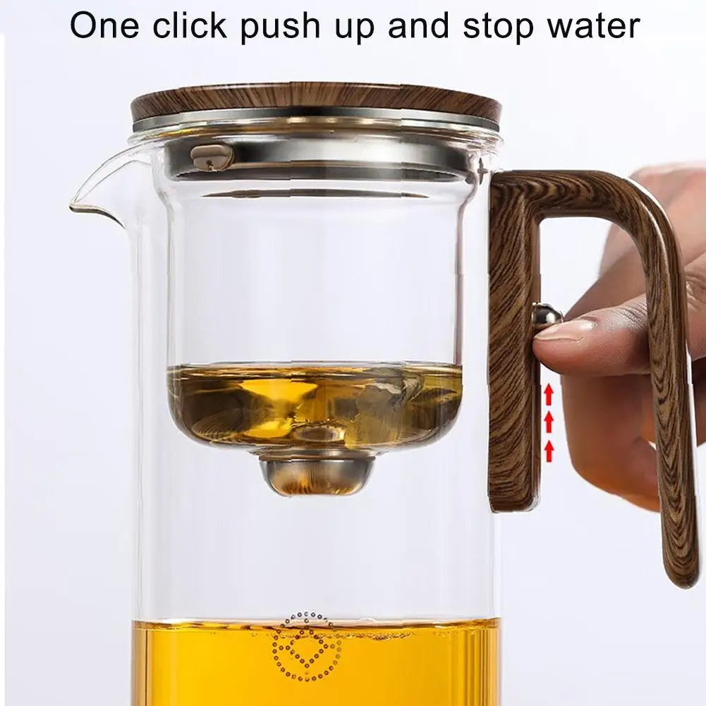 Magnetic Tea Separation Teapot – Glass Teapot with Filter & Wood Handle