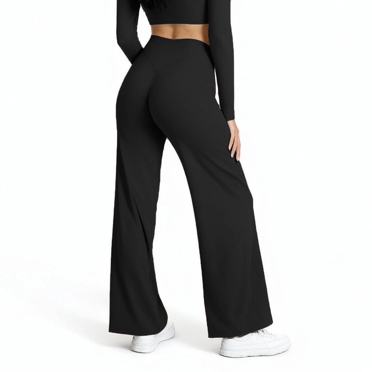 VEQKING Quick Dry Women Yoga Pants Straight-leg Sports Pants Soft Active Trousers Elastic Waist Gym Pilates Pants Winter Outfits