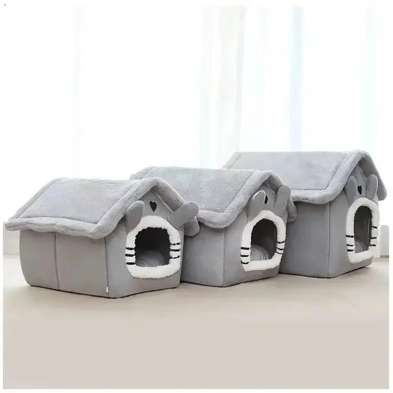 Warm Pet Bed Tent House – Soft Dog & Cat Indoor Kennel
