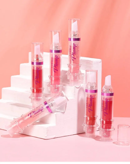 Long-Lasting Lip Plumping Gloss – Moisturising Red & Nude Glitter Lip Oil