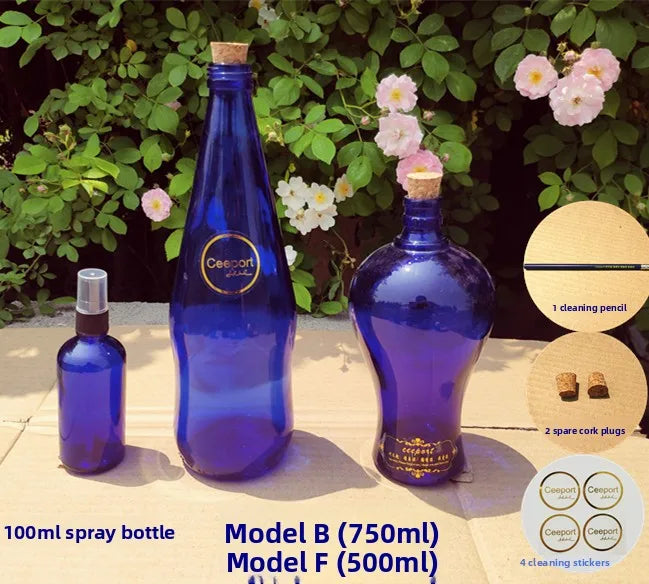 Blue Sun Water Bottle Large Capacity Cleaning Tool Zero Limit Energy Bottle Crystal Glass round Shape Insulated Beverage Cup