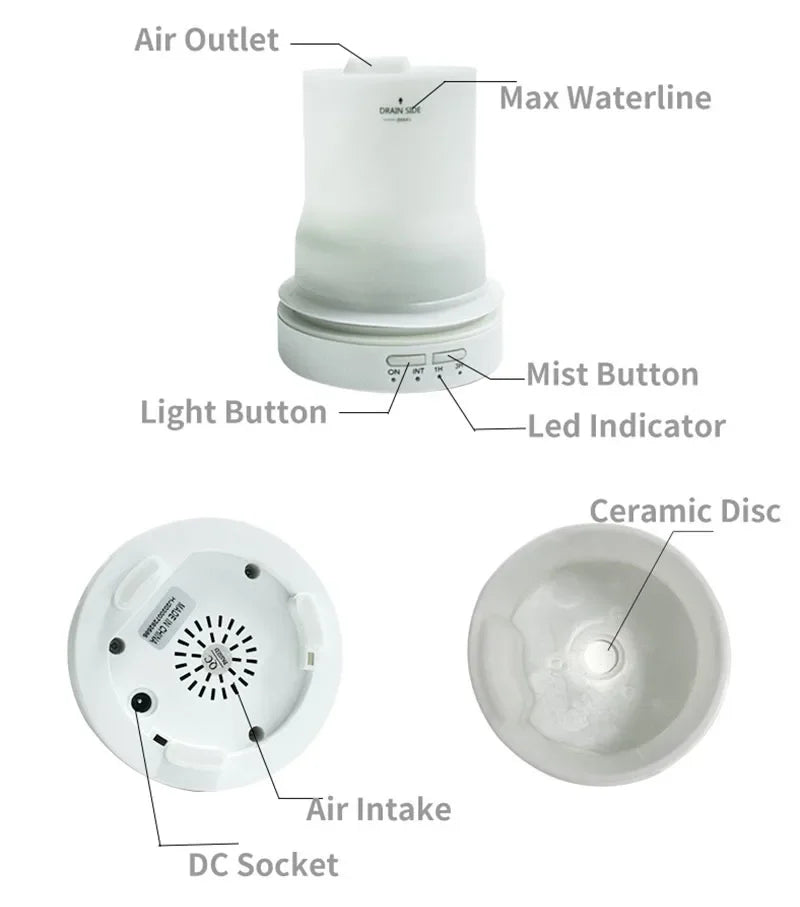Ceramic Aroma Diffuser – Ultrasonic Humidifier with Timer & Night Light