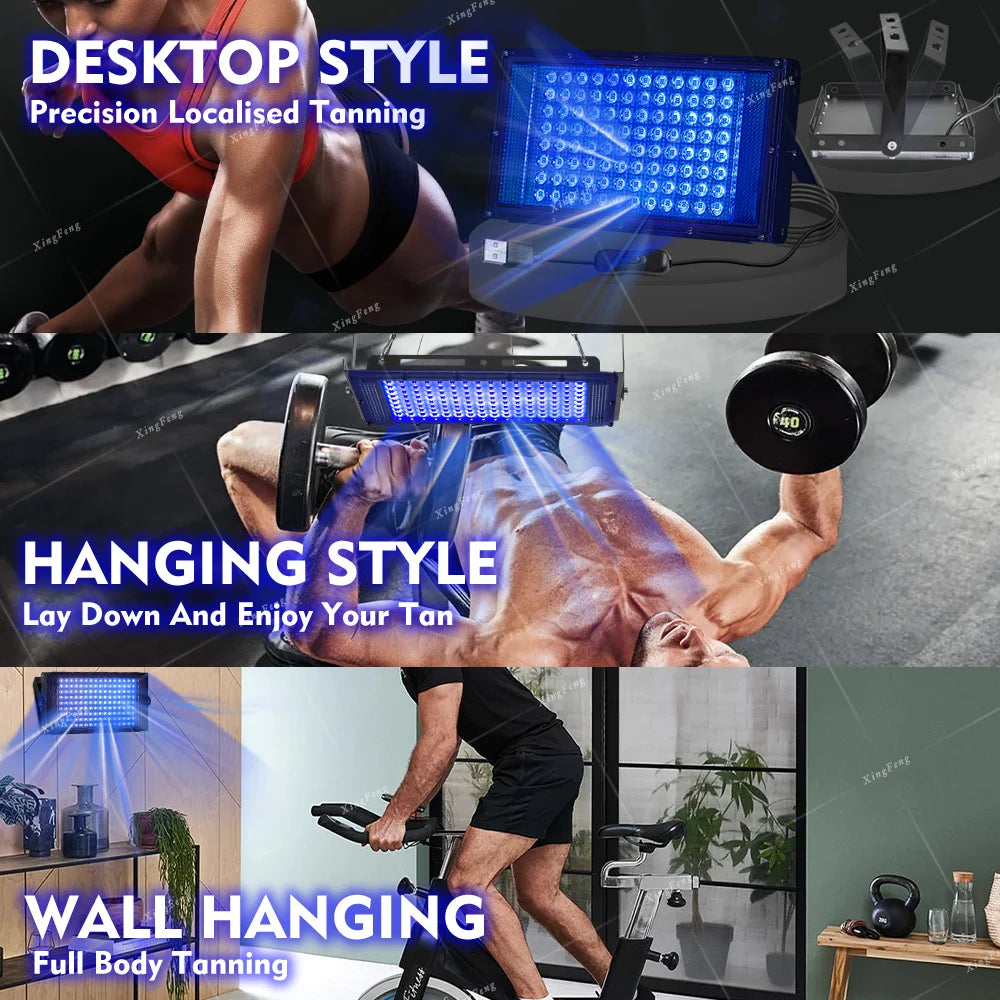 LED UV Tanning Lamp for Face & Body – Full Blue Light Home Sunbathing Device