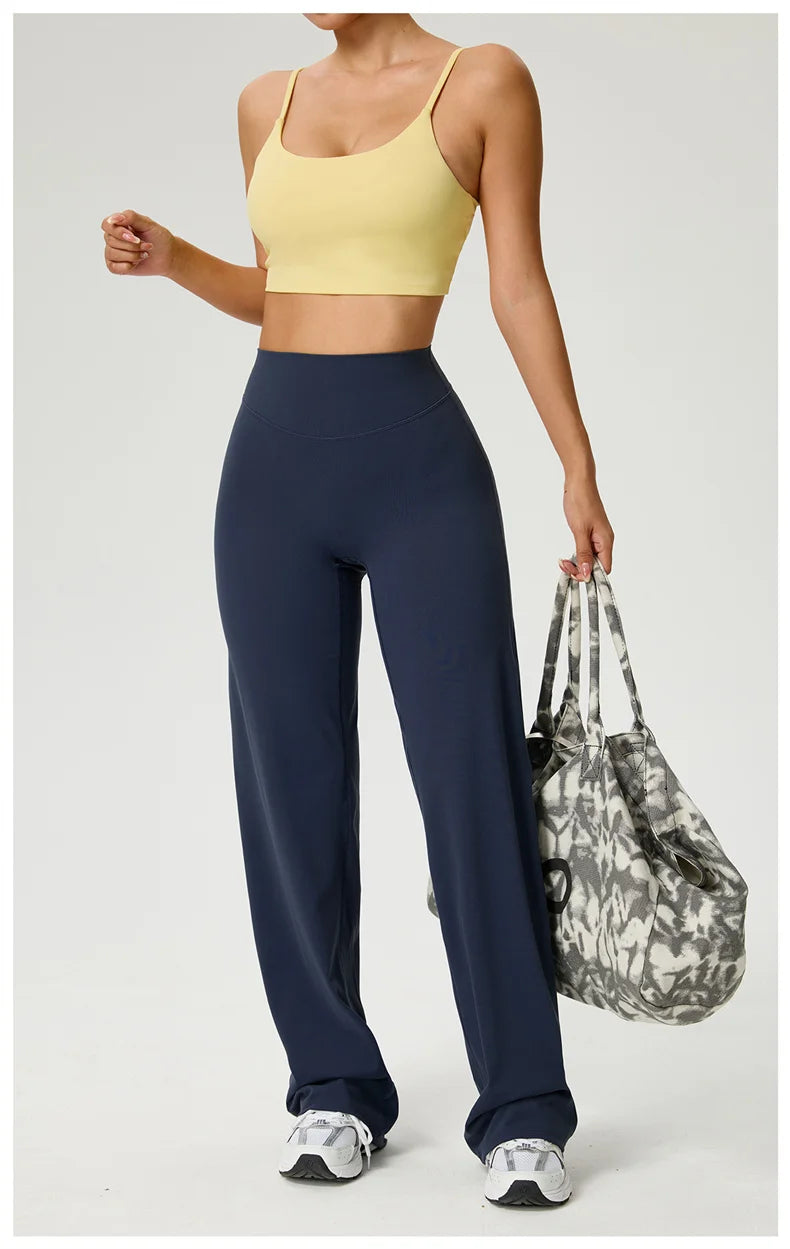 TRY TO BN Women's High Waisted Straight Leg Yoga Pants Gym Leggings Naked Feel Buttery Soft Breathable Running Workout Trousers