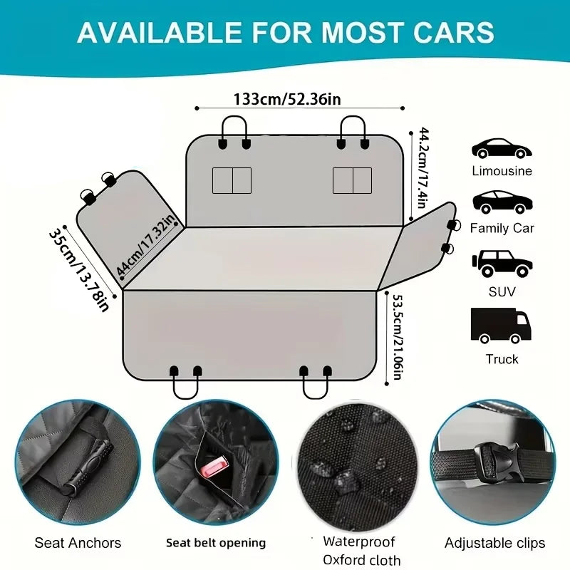 Waterproof Dog Car Seat Cover – Scratch Resistant Pet Hammock