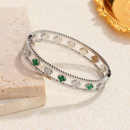 Elegant Stainless Steel Zircon Enamel Bracelet for Women – Waterproof Fashion Jewellery