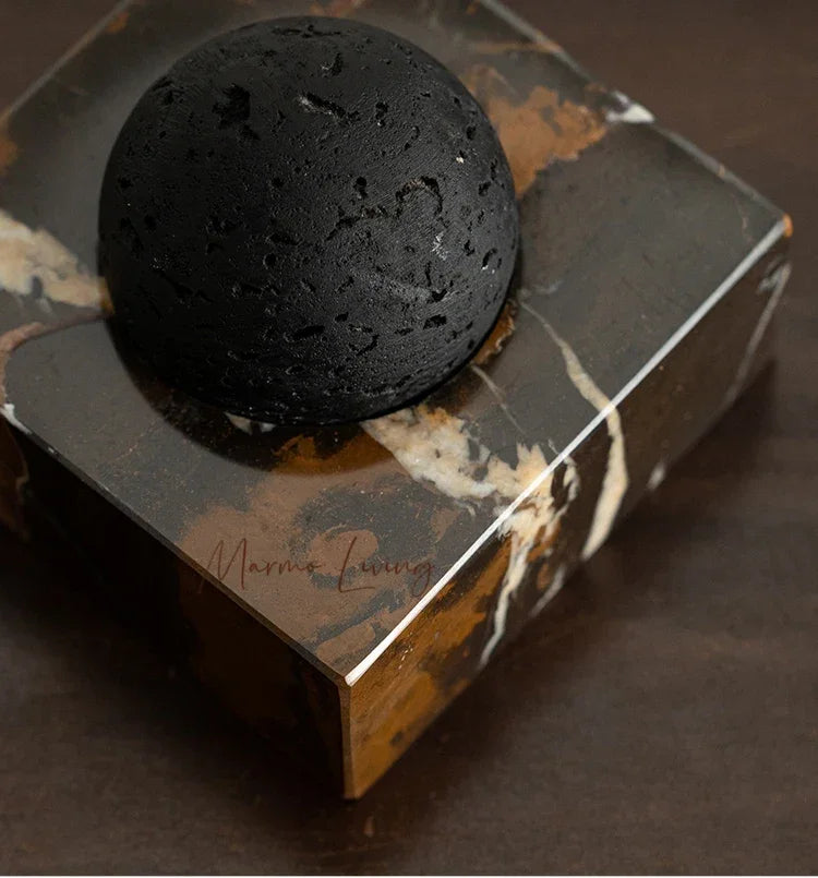 Black Lava Rock Stone Diffuser with Marble Base, Luxury Essential Oil Diffusers for Home Offices Yoga Sauna SPA