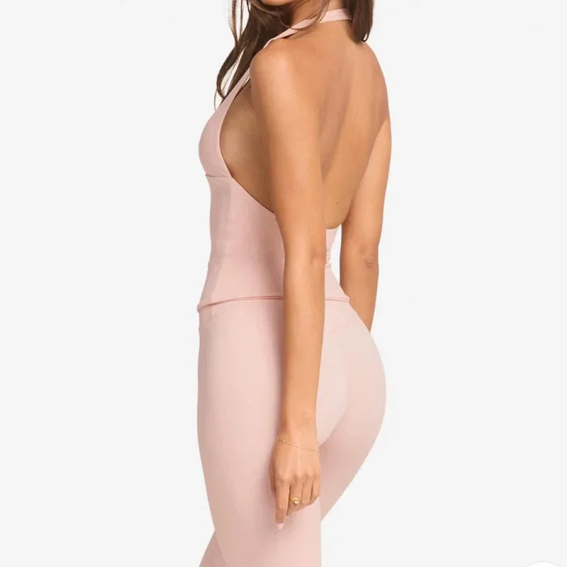 Women’s High-Impact Halter Gym Top with Built-In Pads