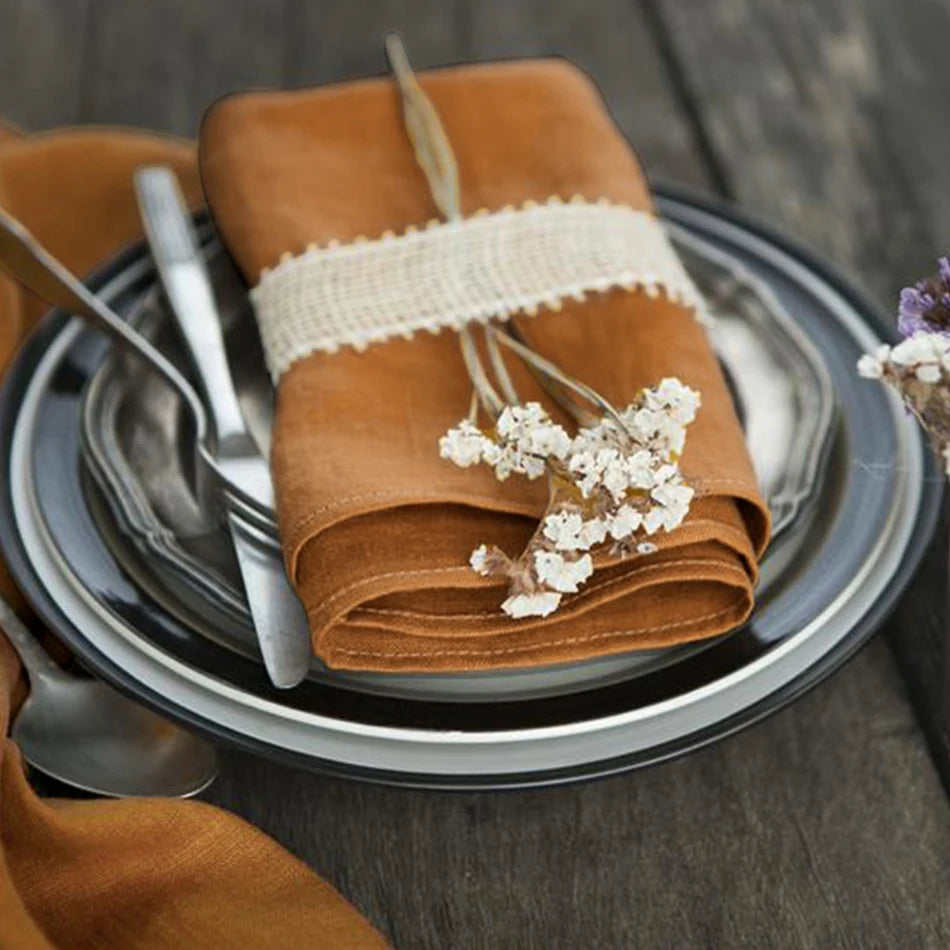 4PCS Linen Napkins – Reusable Soft Fabric Table Cloth Set