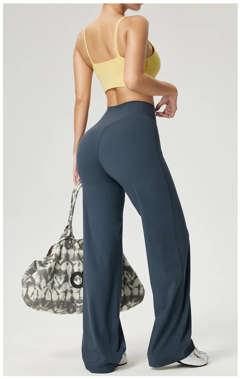 TRY TO BN Women's High Waisted Straight Leg Yoga Pants Gym Leggings Naked Feel Buttery Soft Breathable Running Workout Trousers
