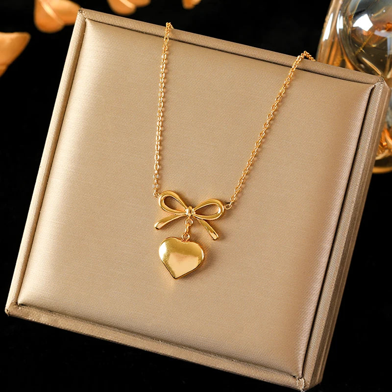 Gold-Plated Heart Pendant Necklace