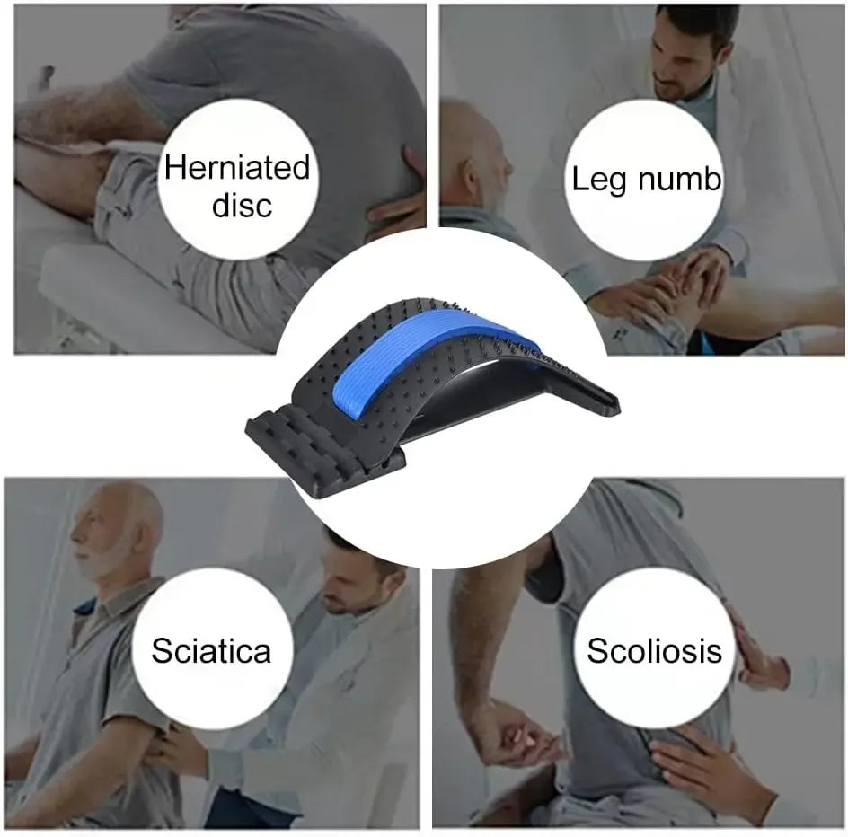 Back Stretcher for Lower Back Pain Relief 4 Level Adjustable Lumbar Cracker Board Stretching Device for Scoliosis Sciatica