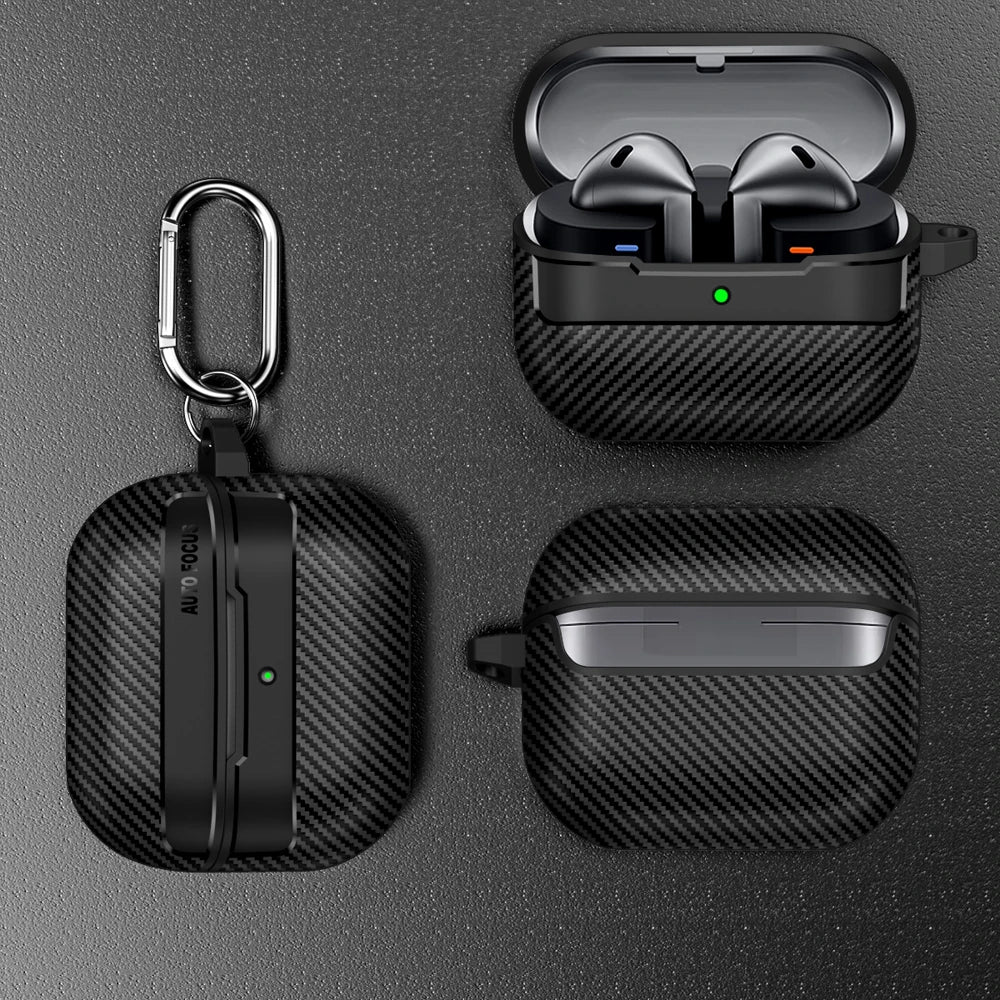 Carbon Fiber Protective Case for Samsung Galaxy Buds3 / Buds 3 Pro with Keyring