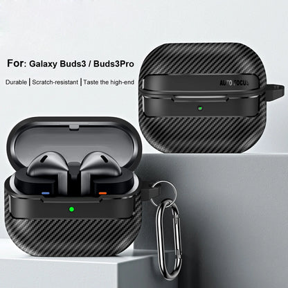 Carbon Fiber Protective Case for Samsung Galaxy Buds3 / Buds 3 Pro with Keyring