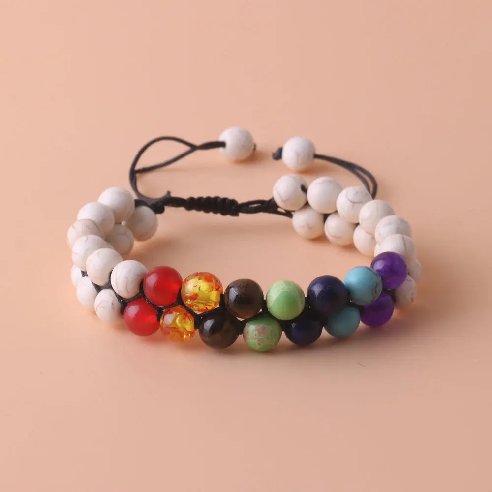 Top Plaza 7 Chakra Treatment Crystal Bracelet Yoga Stone Adjustable Beads Bracelet Meditation Relaxation Anxiety Women's Bracele