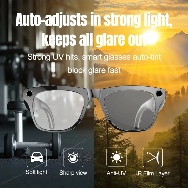 Lenovo 4K HD AI Smart Glasses Photochromic Multifunction Bluetooth Calling Voice Assistant Music Player Translate Camera Glasses