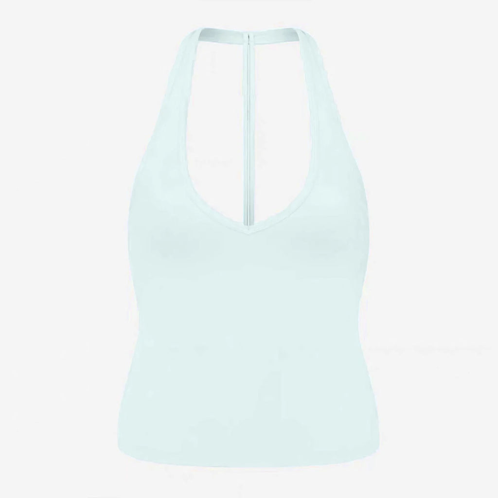 CSB backless halter neck vest & Scrunch Shorts   Gym Vest woman  Cropped Top Yoga Tank Top Self-Padded High Stretch Top