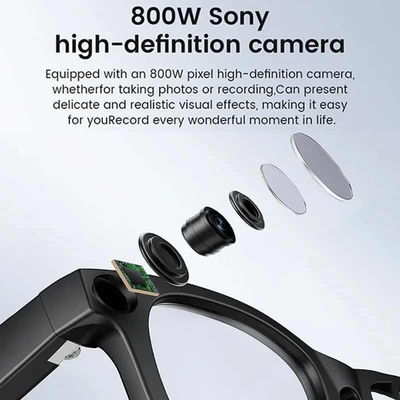 2026 Al Smart Glasses 4K HD Video 800MP Camera WiFi Transfer  Chat GPT VoiceAssistant BT Call with  Charging Case