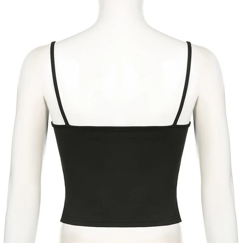Basic Solid Camis Summer Casual Sleeveless Spaghetti Strap Top Women Harajuku All-match Cropped Tops y2k Vintage Clothing