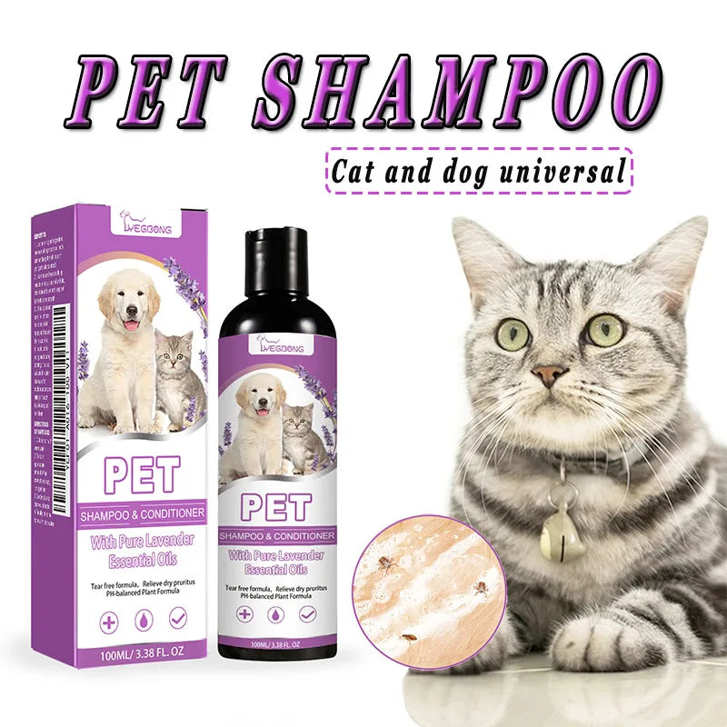 Pet Flea & Tick Shampoo PH Balanced Anti Itch Dog & Cat Shampoo Deep Cleaning